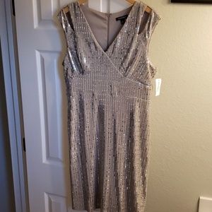 NWT Roz & Ali Beige Sequin dress